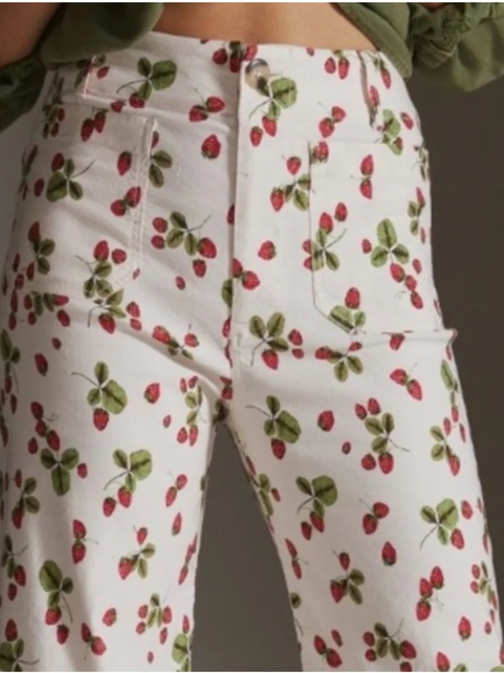 Maeve The Colette High-Rise Cropped Strawberry Pants Anthropologie Size 27 - Picture 2 of 11